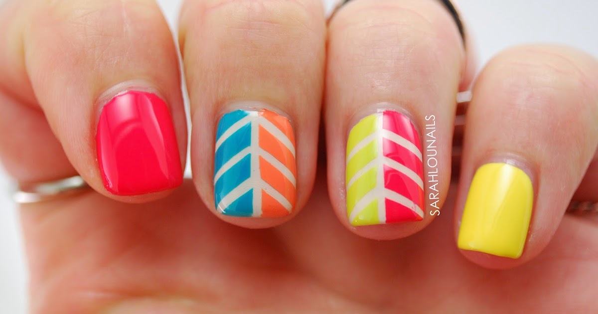 sarah lou nails multicolor herringbone