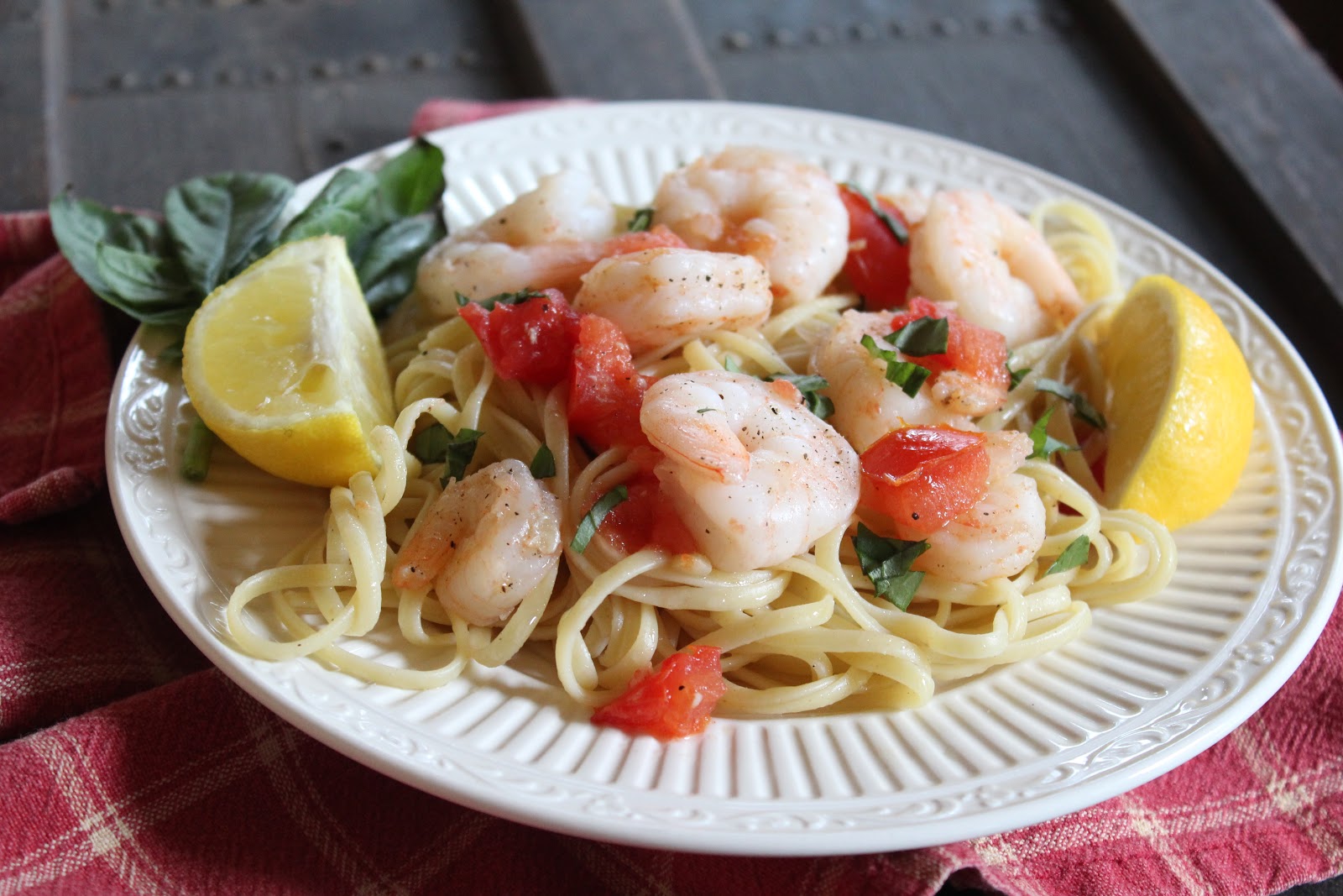 Beautifully Candid Lemon Basil Garlic Shrimp Pasta