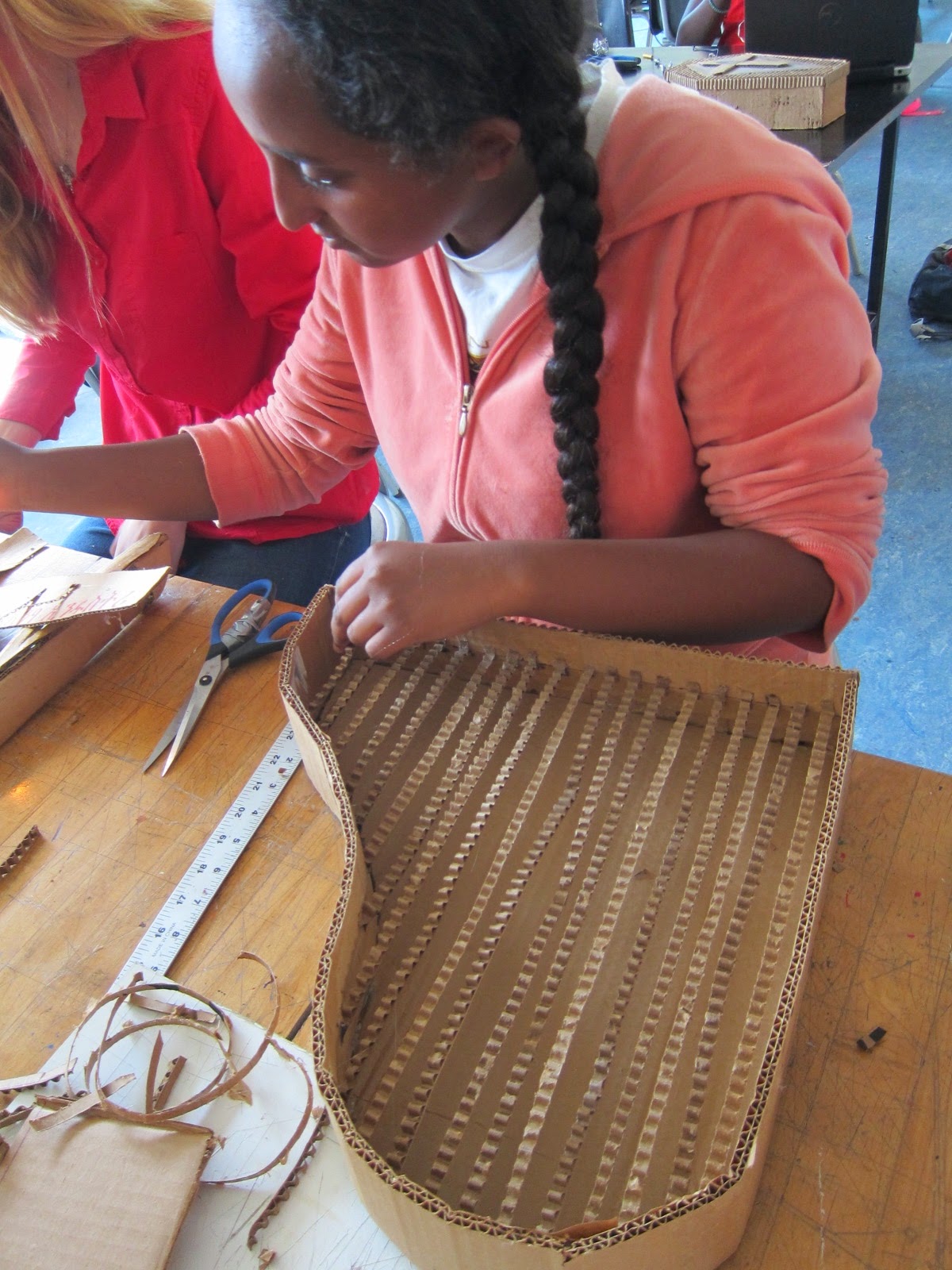Mr. Bob's Middle & High School Art Room High School Cardboard Sculptures.