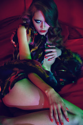 multi colored fur, georgiana saraev model, fashion photographer london