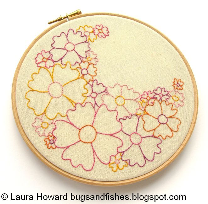 Bugs and fishes by lupin flowers  free embroidery pattern Bugs and fishes by lupin flowers  free embroidery pattern