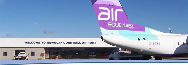 An Air South West plane at Newquay Cornwall Airport (Photo: cornwall-calling.co.uk)