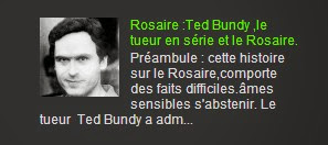 Rosaire :Ted Bundy ,le tueur en série et le Rosaire.