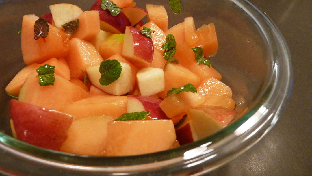 Cantaloupe and Apple Salad with Mint and Honey