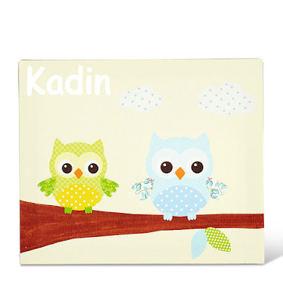 Owls Lime Personalised Canvas Art