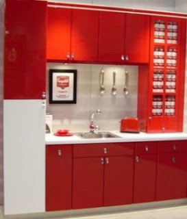 pictures of red kitchen cabinets design