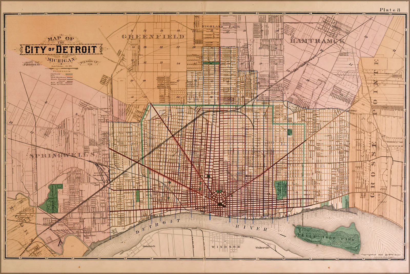 City map Detroit Michigan 3 10