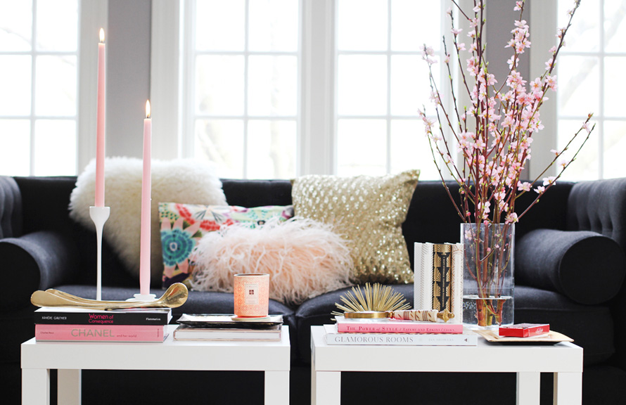 Coffee Table Styling Spray Paint & Chardonnay