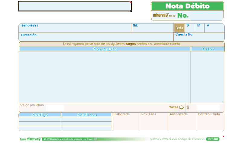 contabilidad octubre 2014 formato nota debito en excel