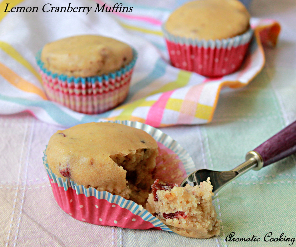 Aromatic Cooking Eggless Lemon Cranberry Muffins