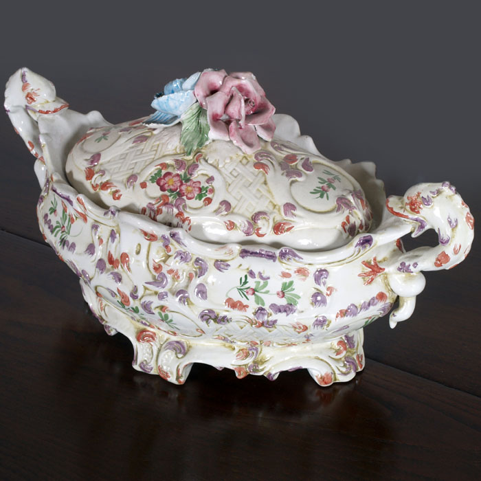 Zuppiera In Ceramica Bianca Shabby Chic - Collezione Moss Rose, 23.5x23.5 Cm - Per Tavola Elegante - Foto 9