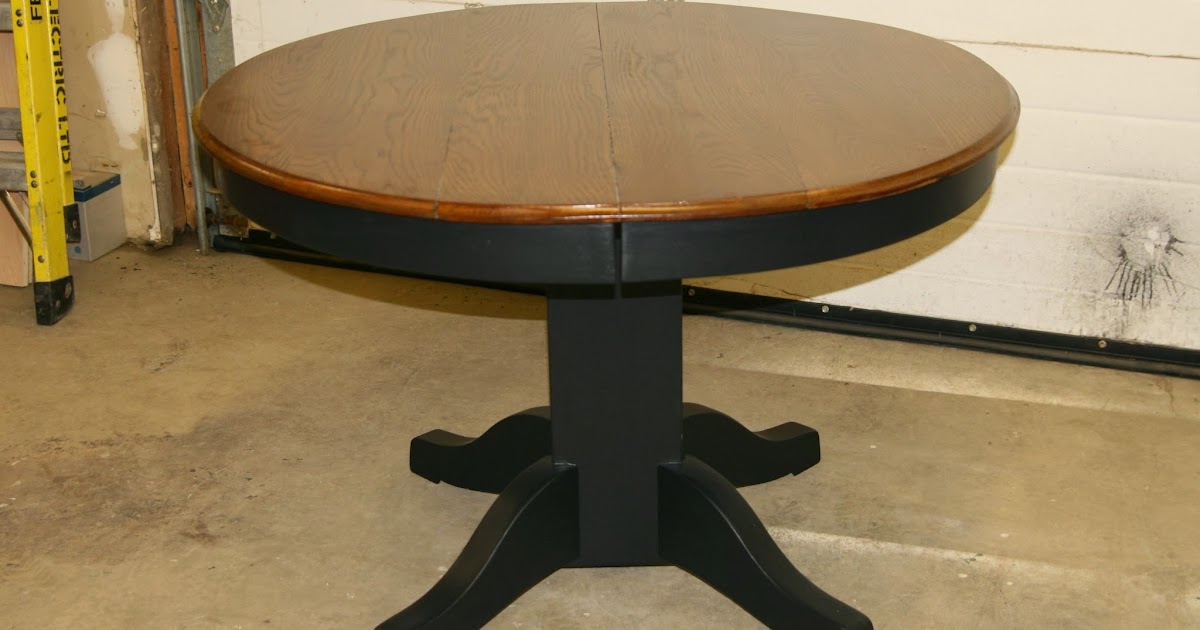 Laurel's Attic Black Pedestal Table with Stained Top SOLD