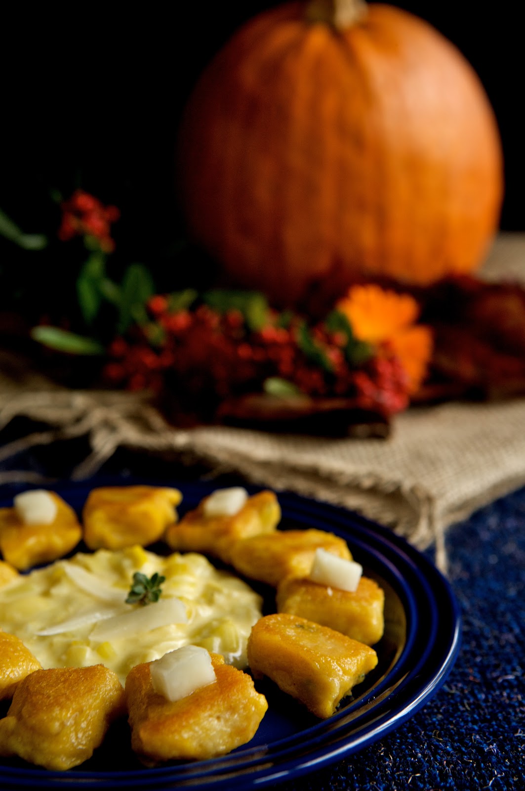 HOMEMADE BUTTERNUT SQUASH GNOCCHI WITH LEEK AND GOAT CHEESE