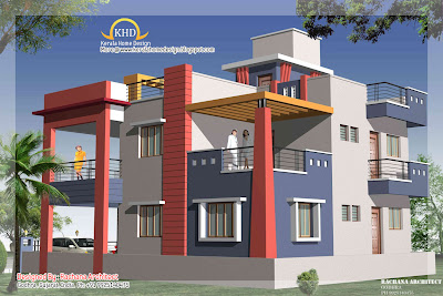Duplex House Plan and Elevation - 2349 Sq. Ft. | Indian Home Decor