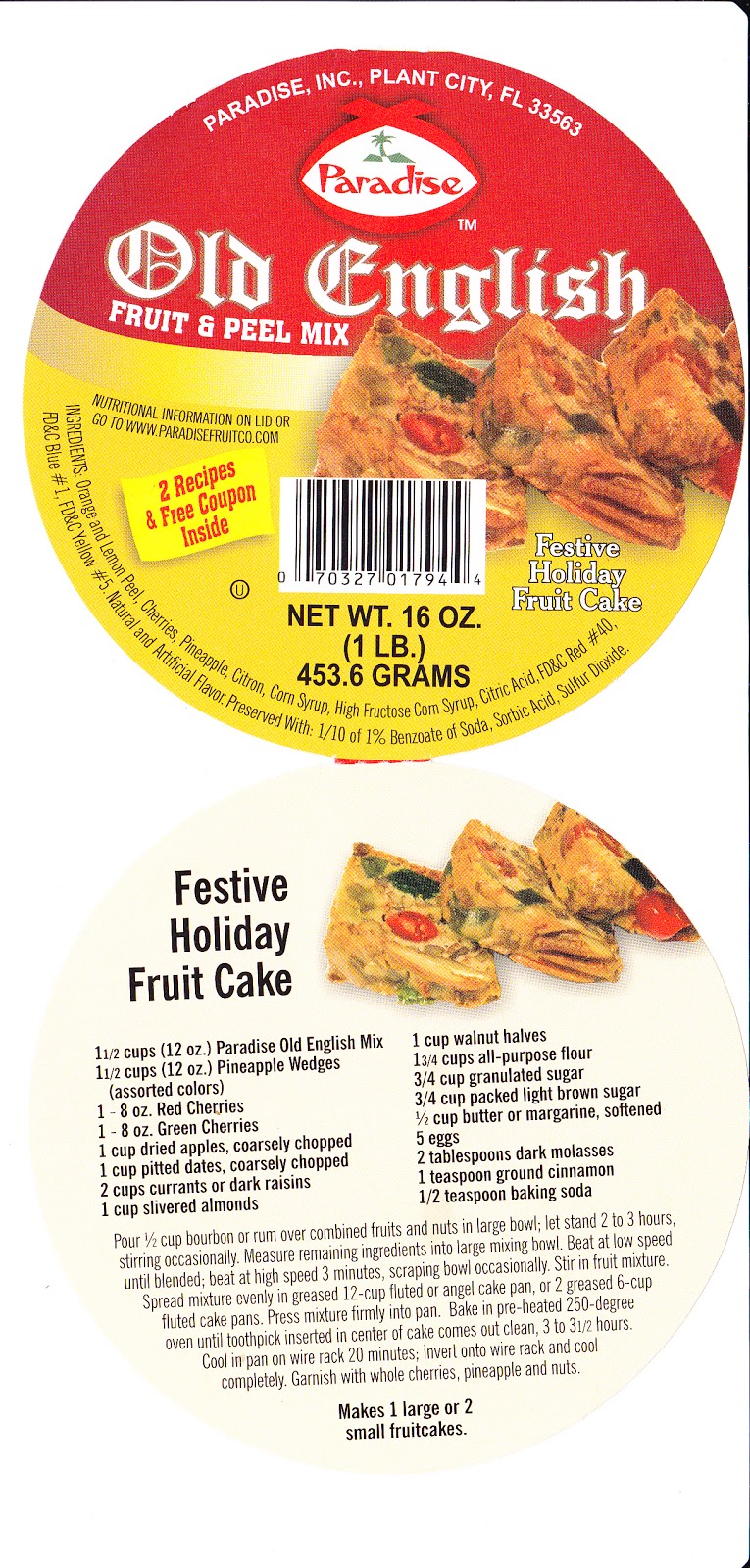 Packets & boxes Recipe Marketing : Festive Holiday Fruit Cake
