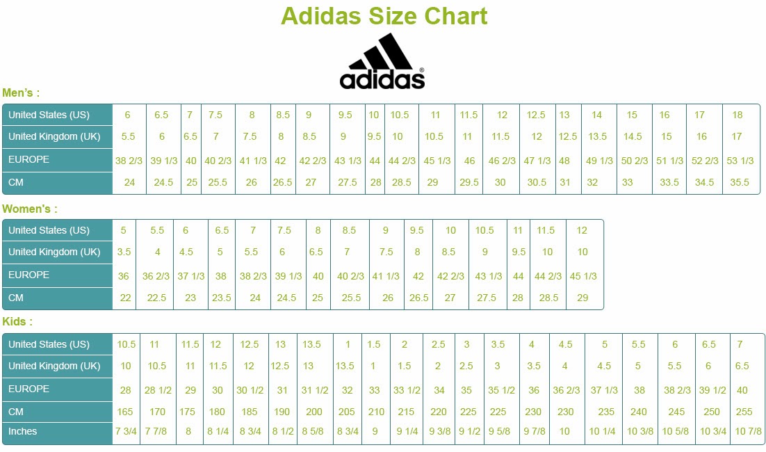Converse Adidas Size Chart
