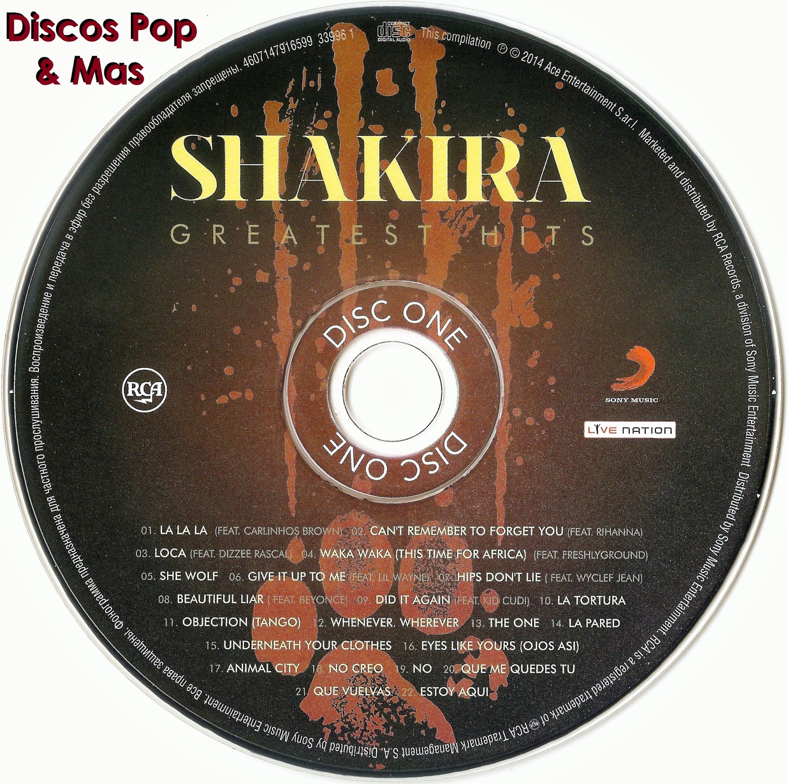 Discos Pop & Mas: Shakira - Greatest Hits (Rusia)1600 x 1591