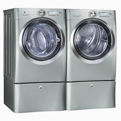 Electrolux Silver Wave Touch Steam Front Load ELECTRIC Laundry Set WPedestals EWFLS70JSS