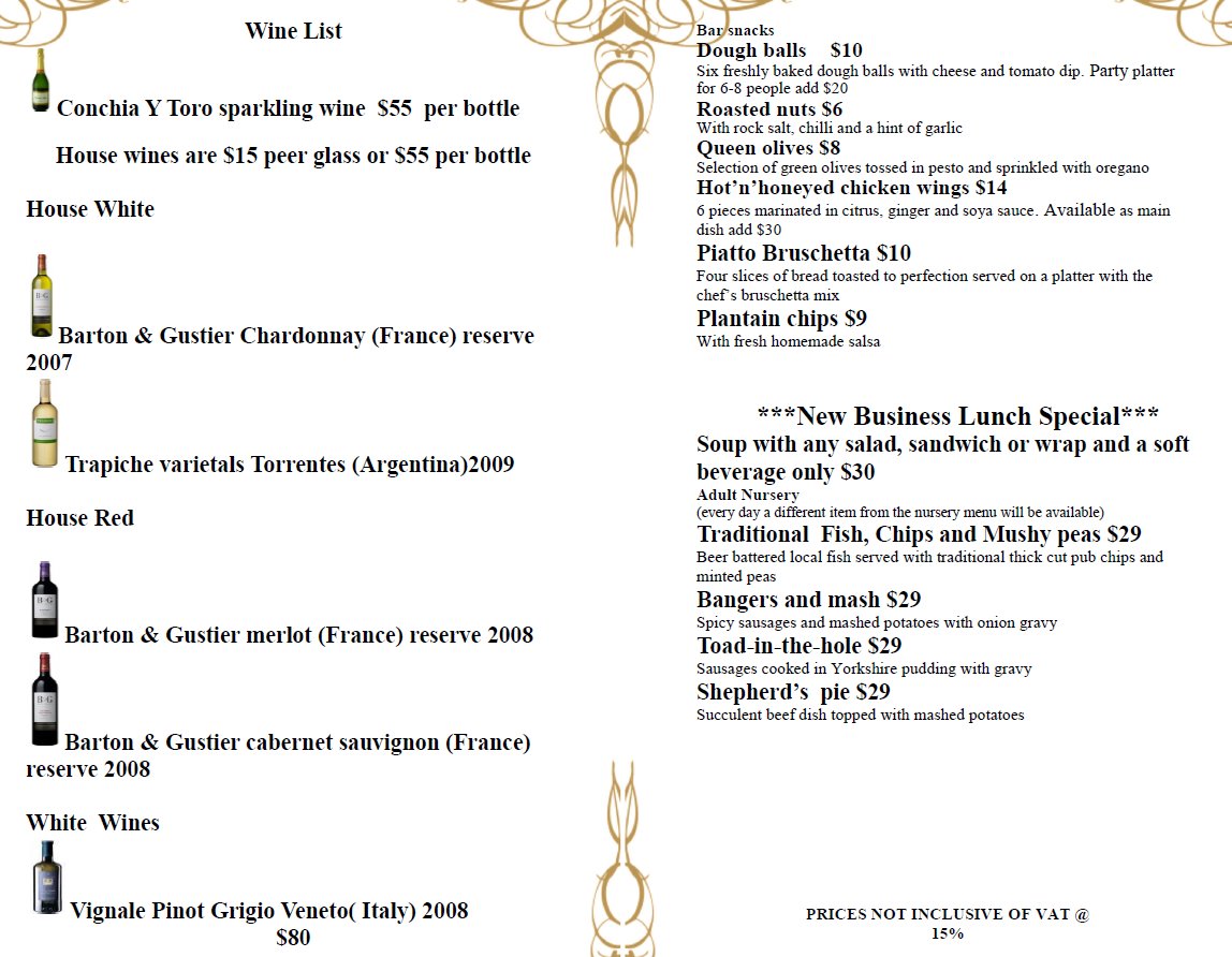 hello grenada, see you later america Prickly Bay Pizza Menu