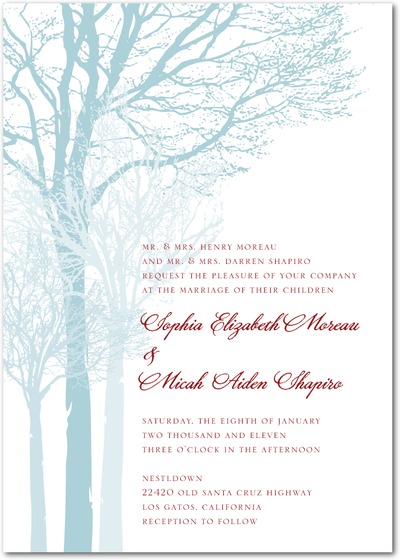 Frosty Tree Wedding Invitation photo courtesy of Wedding Paper Divas Frosty Tree Wedding Invitation photo courtesy of Wedding Paper Divas