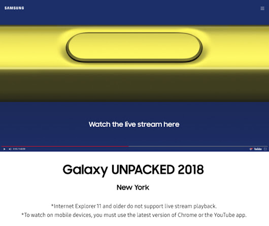Where to watch the Samsung Galaxy UNPACKED 2018 tomorrow.
