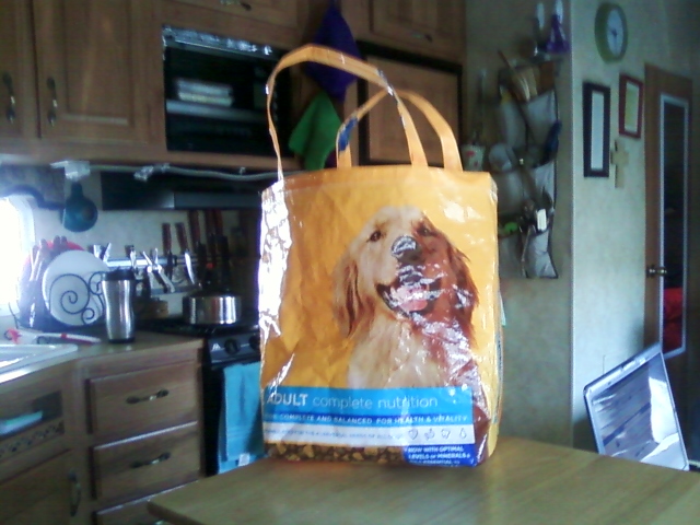 ... tote bag i made this morning from an empty pedigree dog food bag any
