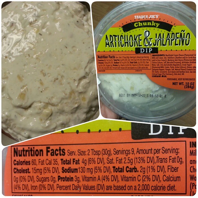 Shannon's Lightening the Load Trader Joe's Chunky Artichoke & Jalapeño Dip