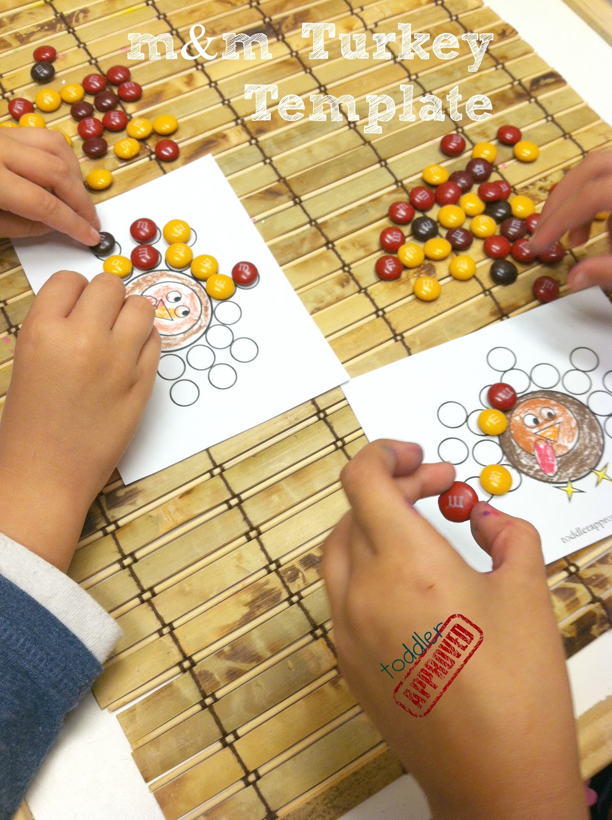 Toddler Approved! {Thanksgiving Activities} M&M Turkey Template
