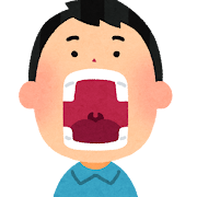 大きな口を開けている人のイラスト（男性）