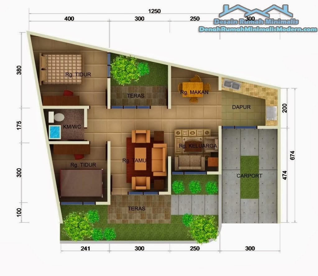 Desain Denah Rumah Minimalis Modern 1 Lantai Terbaru 2014