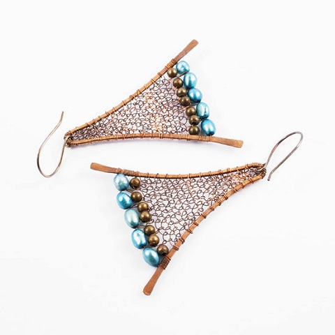 earrings wire wrapped jewelry innovative pearls netted necklaces copper
