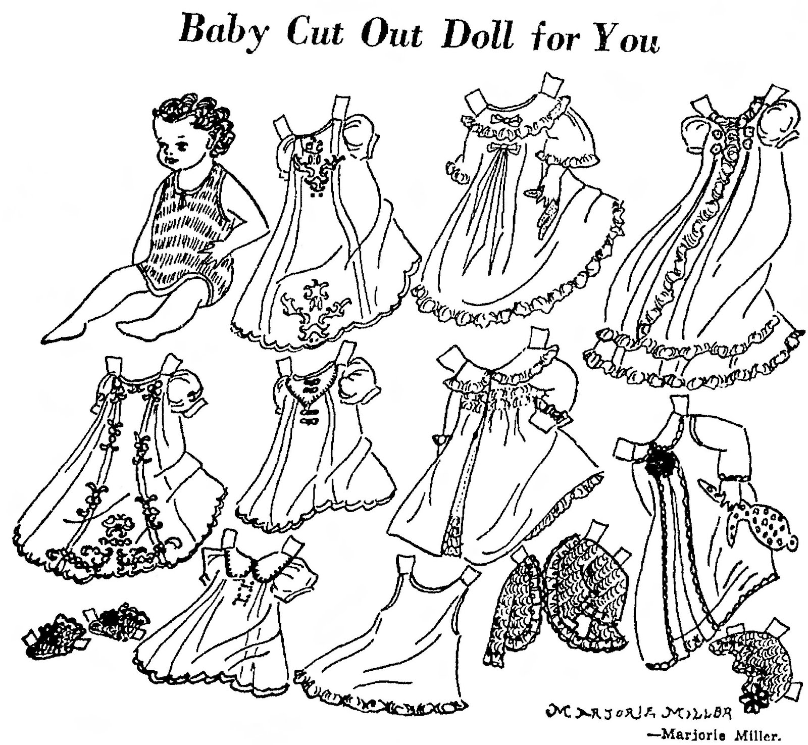 Paper Doll Cut Dolls 1937 Adult Pages Coloring November Adults Babies Colou...