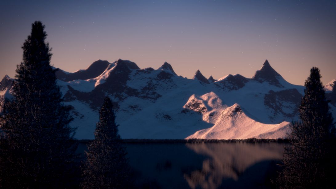 Snowy Mountains Day Dusk and Night Snowy Mountains Day Dusk and Night