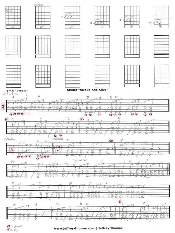 Jeffrey Thomas Skype lessons for guitar, bass, and ukulele Skillet "Awake And Alive" Free