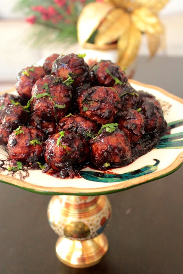 Manju's Eating Delights Baked Turkey Meatballs in a Berry BBQ Sauce