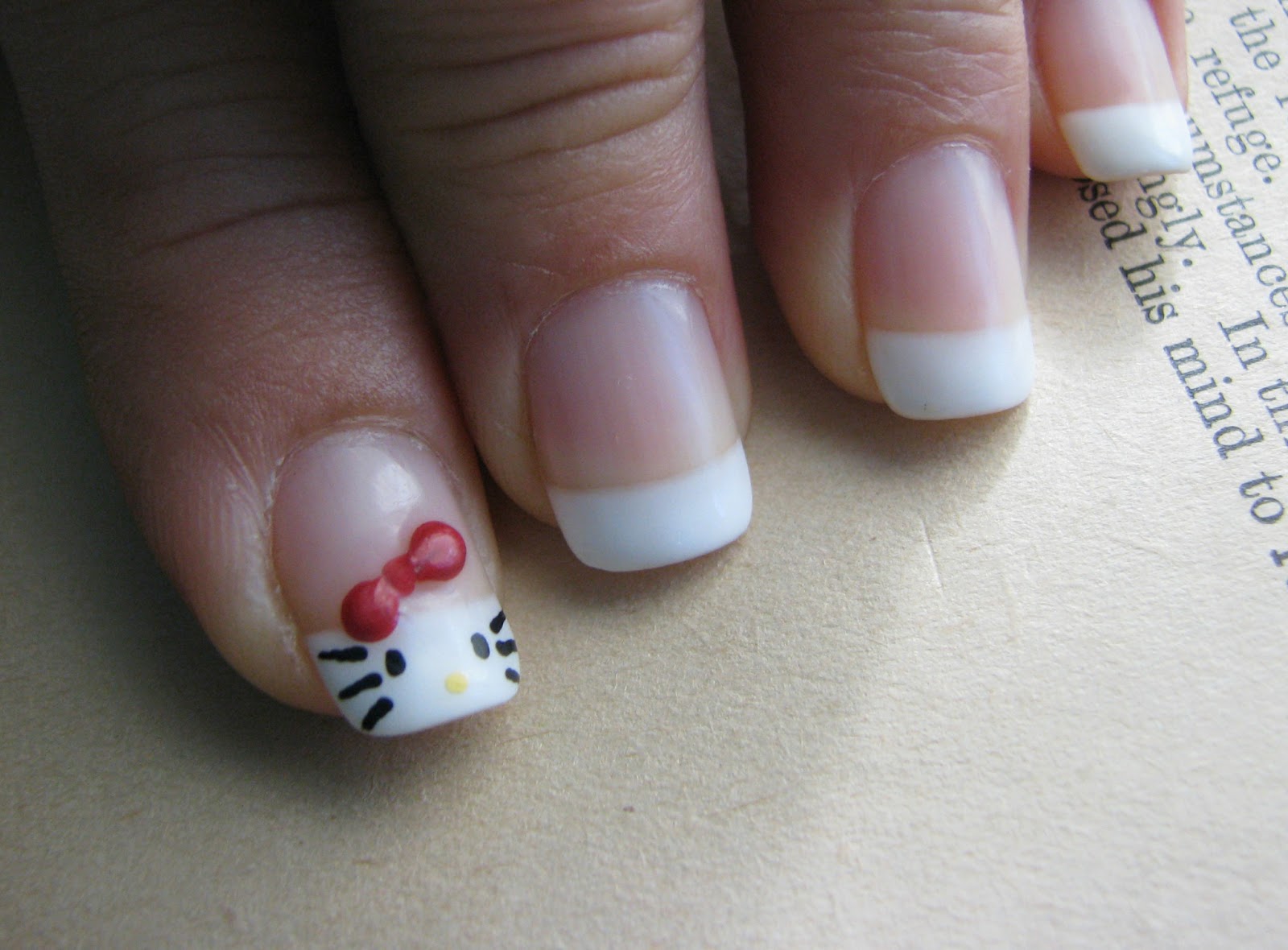 5. Hello Kitty French Tip Nail Art Tutorial for Beginners - wide 10