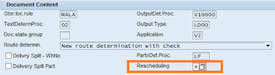 Rescheduling indicator in delivery document type