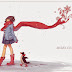 Wallpapers de Navidad - Feliz Navidad - Chica con gran bufanda y pingüino detrás  