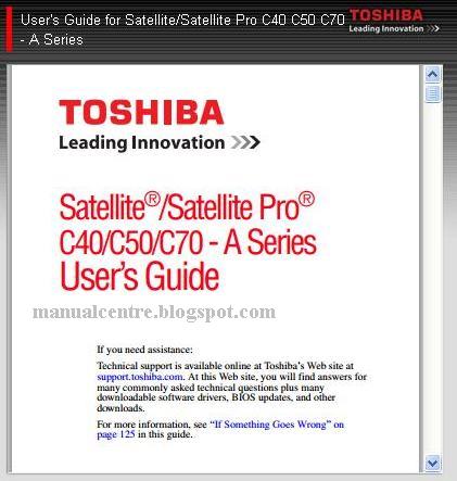 Toshiba Satellite/Satellite Pro C40 C50 C70 Manual - Manual Centre