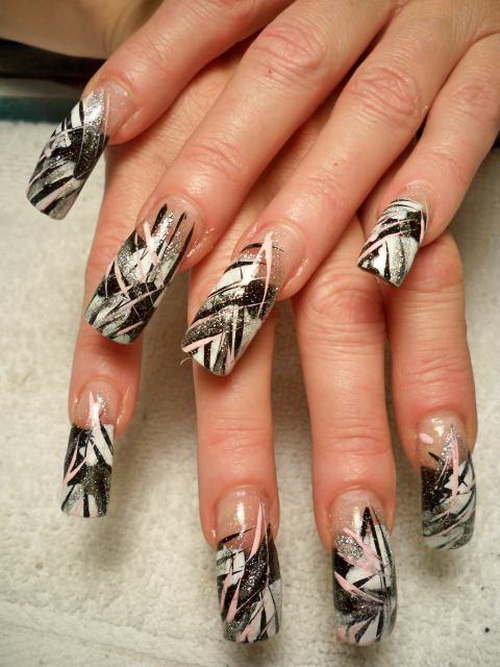 Line Art Nails : Nail art mania best from web black white line