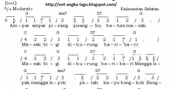 Not Angka Lagu Ampar Ampar Pisang - Kumpulan Not Angka Lagu