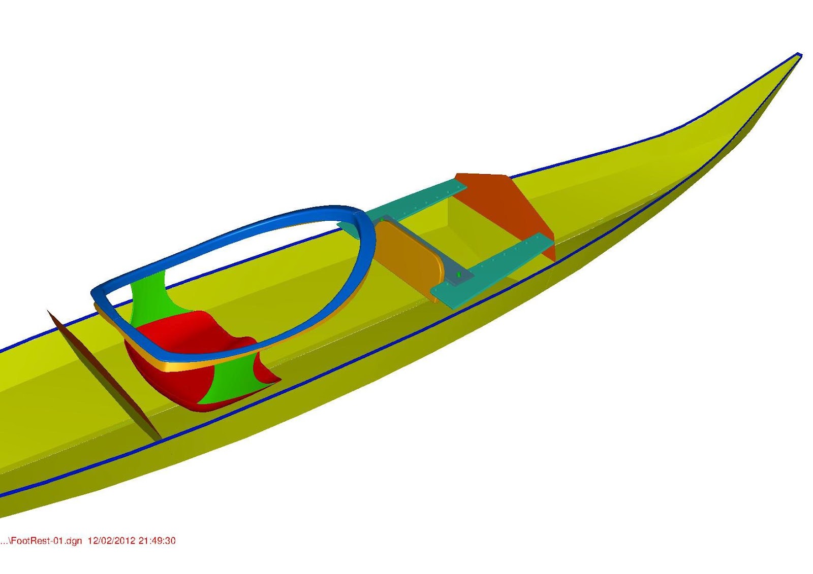 Foot rest and several views Mini sea kayaks for children