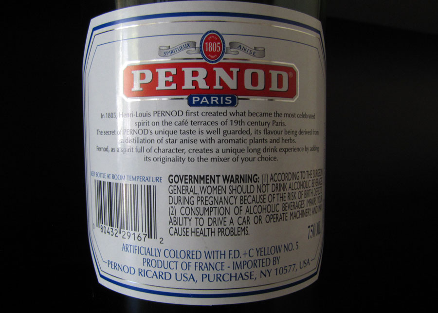 Smells Like Food in Here Pernod Anise Liquor
