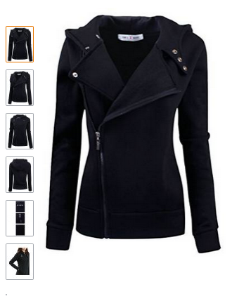 Black Jacket Tom's Ware Women Slim fit Zip-up Hoodie Jacket