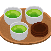 お盆に乗ったお茶のイラスト