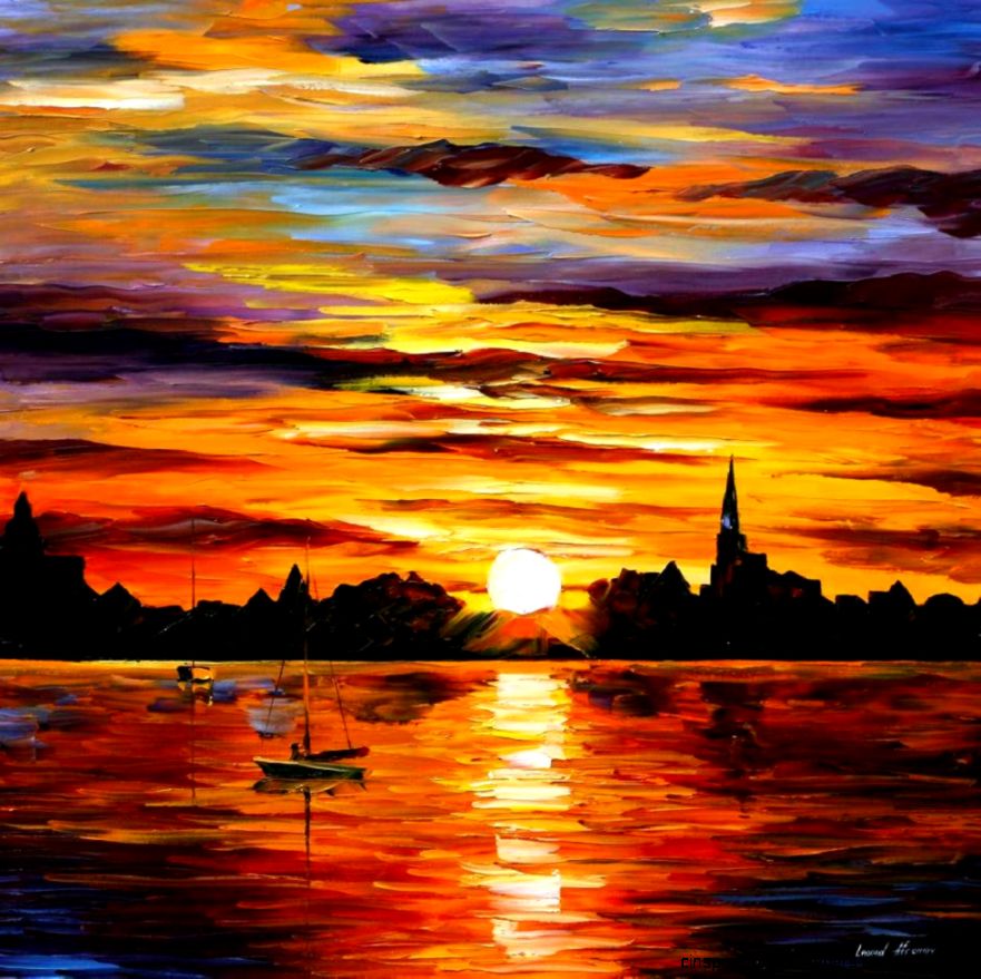 CORSICA — SUNSET — PALETTE KNIFE Oil Painting On Canvas By Leonid CORSICA — SUNSET — PALETTE KNIFE Oil Painting On Canvas By Leonid