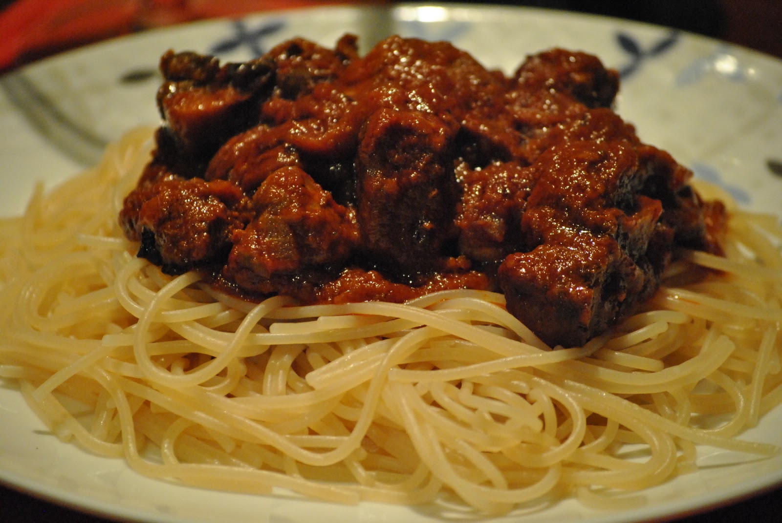 Food to Culture Slow Cooked Kokkinisto Beef with Mushrooms & Spaghetti