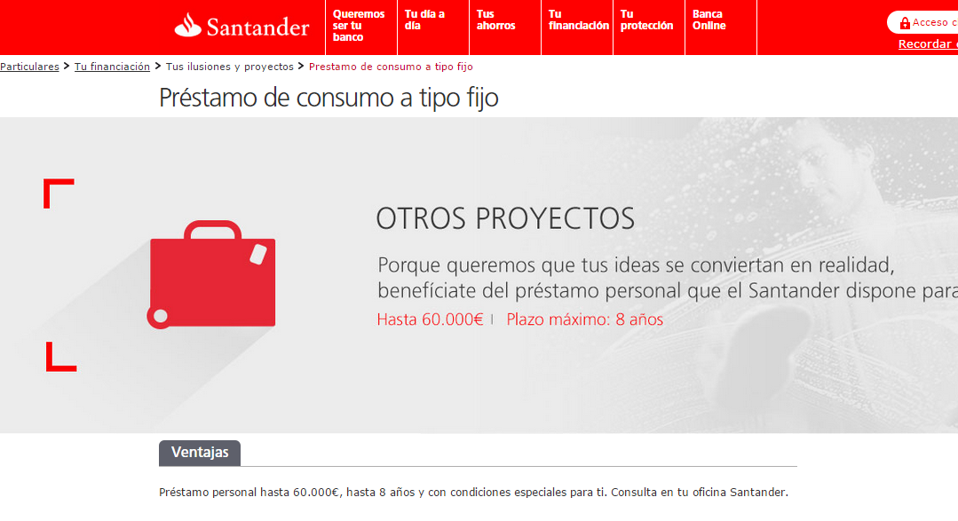 prestamos al consumo banco santander