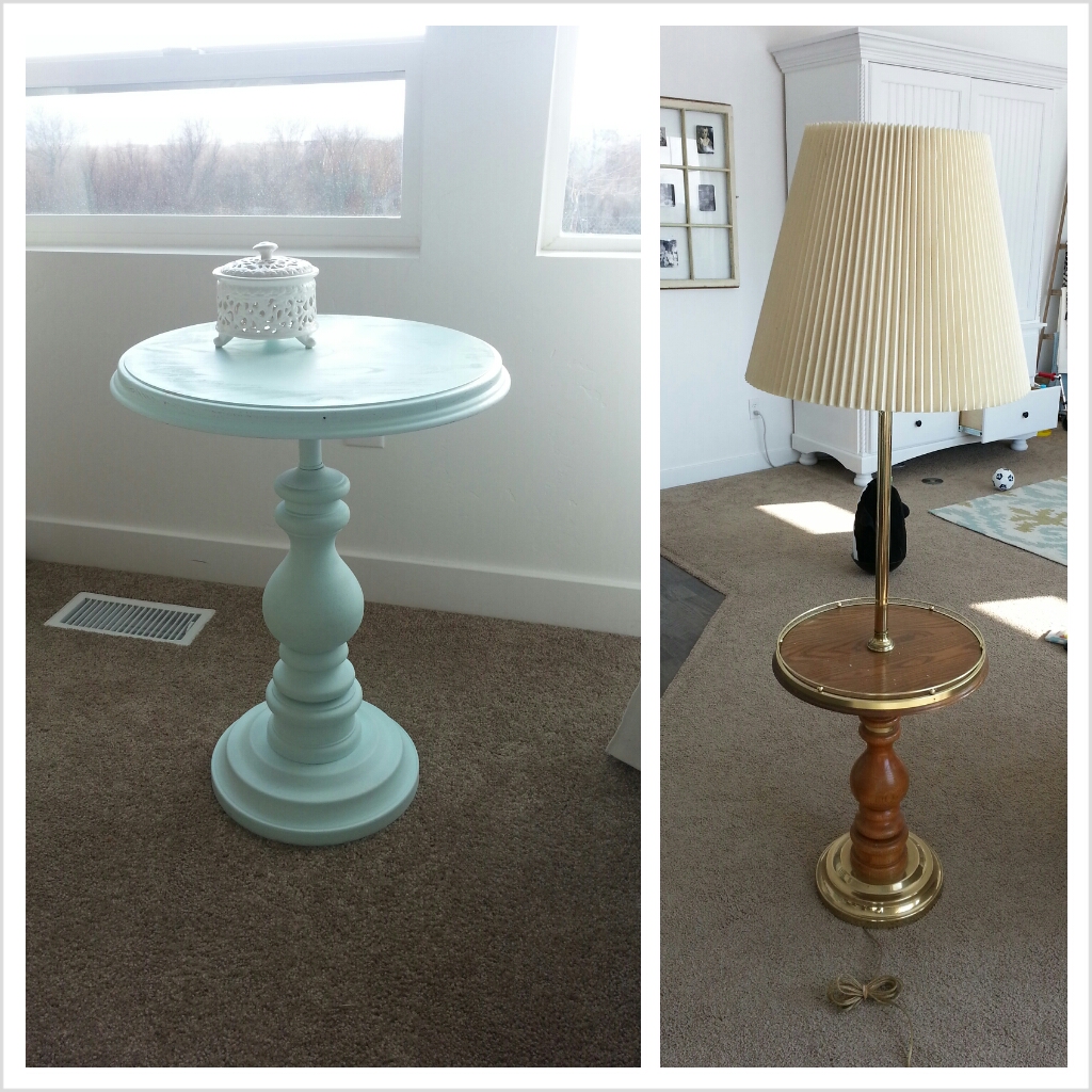 Nifty Thrifty Momma Before and After Ugly TableLamp turned Side Table