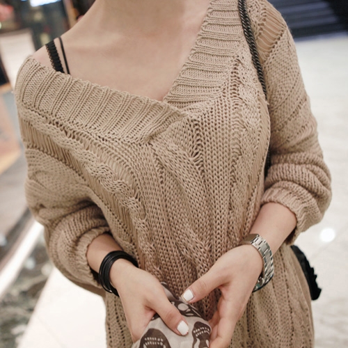 Korean Oversized V-neck Knit Sweater
